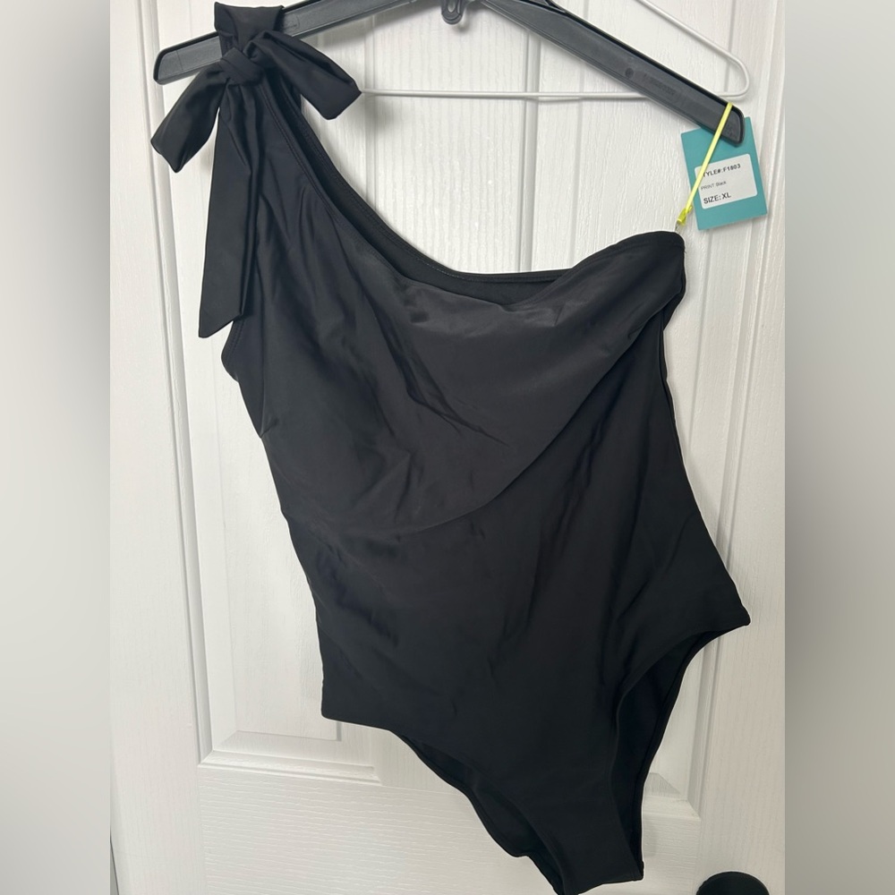 One shoulder black bathing suit-New with tags